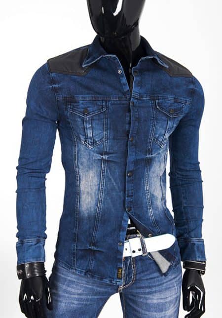 KOSZULA Jeansowa SlimFit CIPO BAXX Skóra
