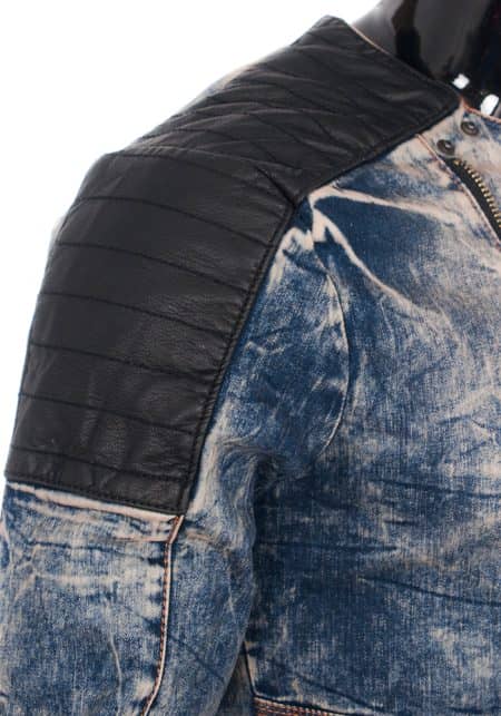 CIPO BAXX Kurtka Jeans Ramoneska Slim Skóra