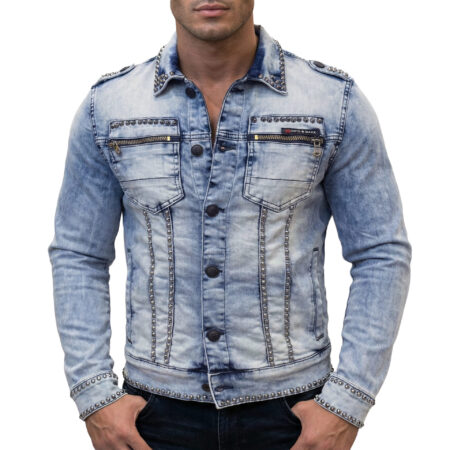 Kurtka Cipo Baxx Jeans Katana Przecierana Ćwieki cj250