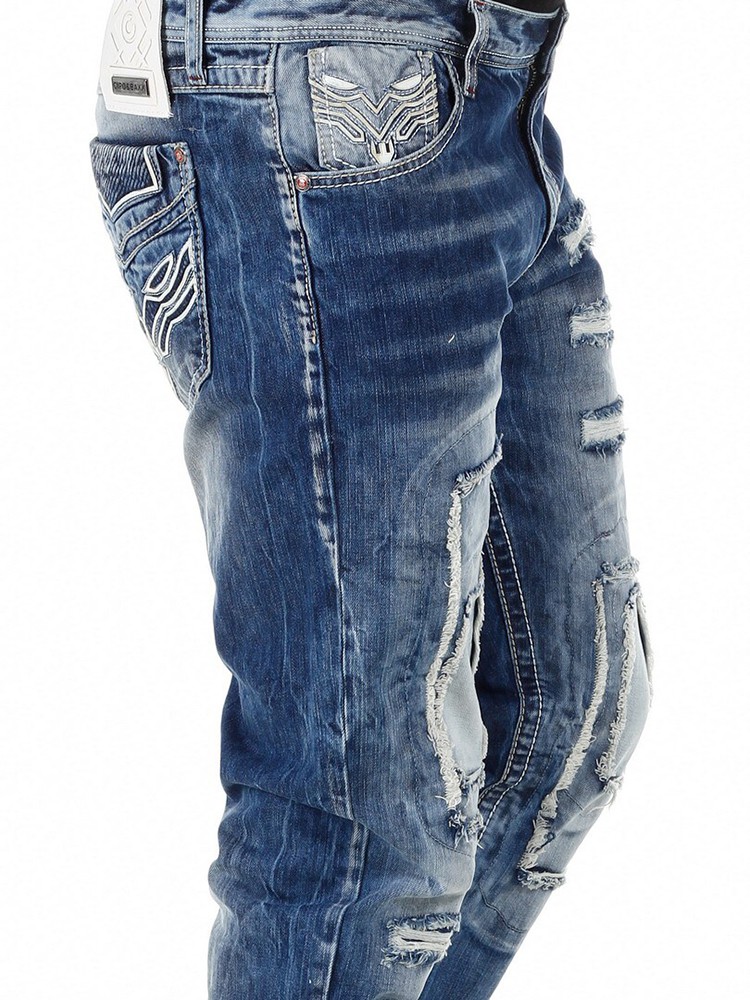 Cipo Baxx Spodnie Jeansy Łaty Street Style