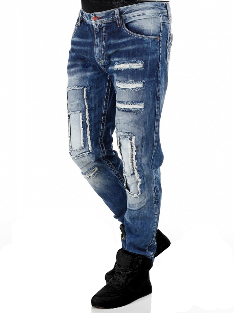 Cipo Baxx Spodnie Jeansy Łaty Street Style