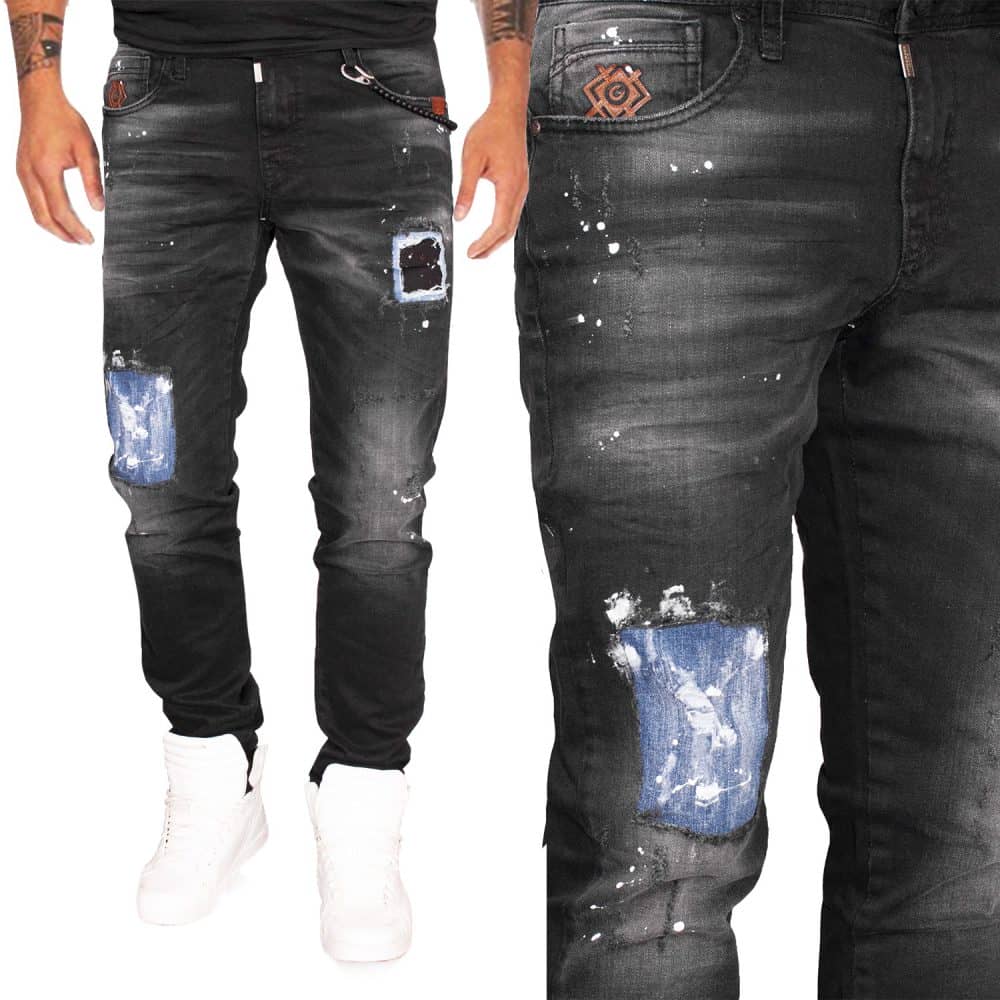 Spodnie Cipo Baxx Jeansy Przecierane Slim Fit łaty