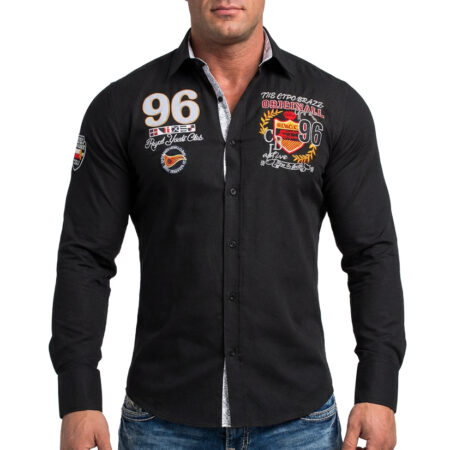 Koszula Męska Cipo Baxx Casual Slim Hafty Naszywki CH170