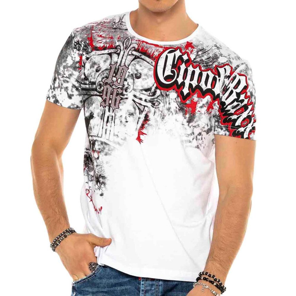T-shirt Cipo Baxx Męski Mazany Cross White