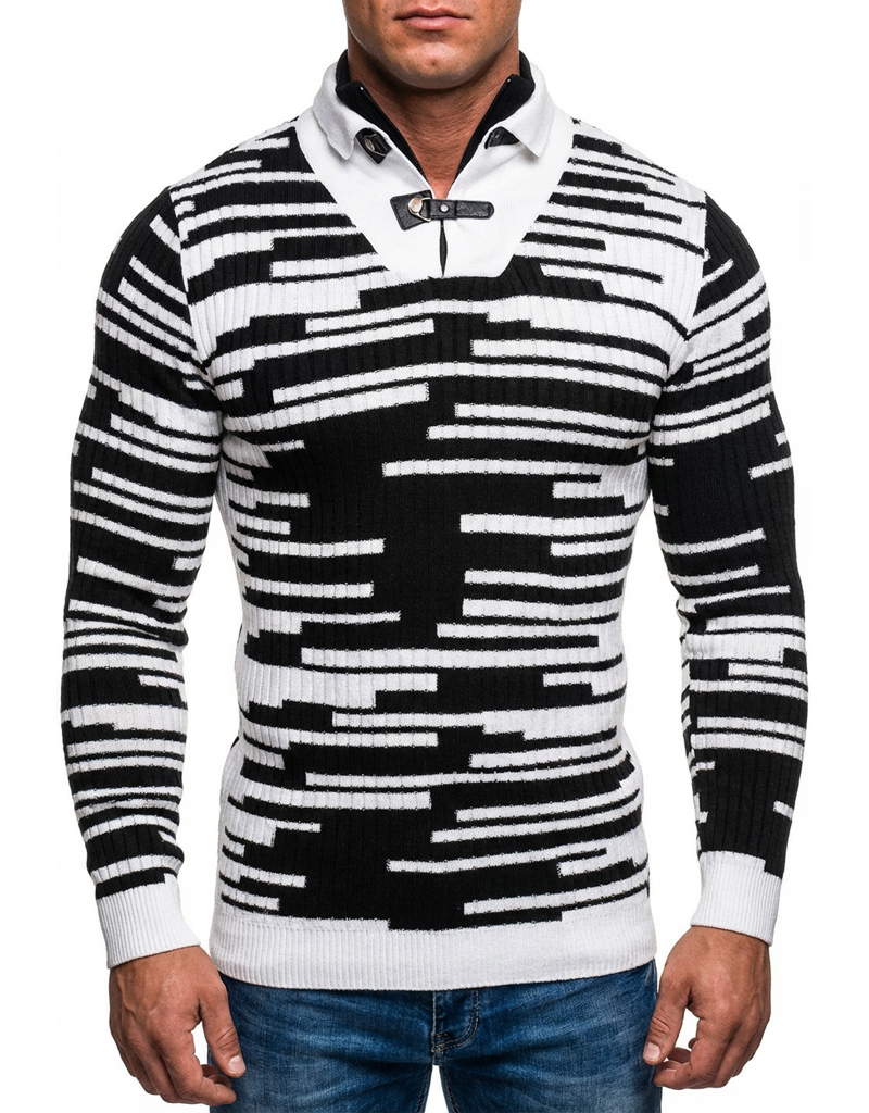 Cipo Baxx Sweter Golf Stójka Slim Zapięcia Zamek CP245 - obrazek 3