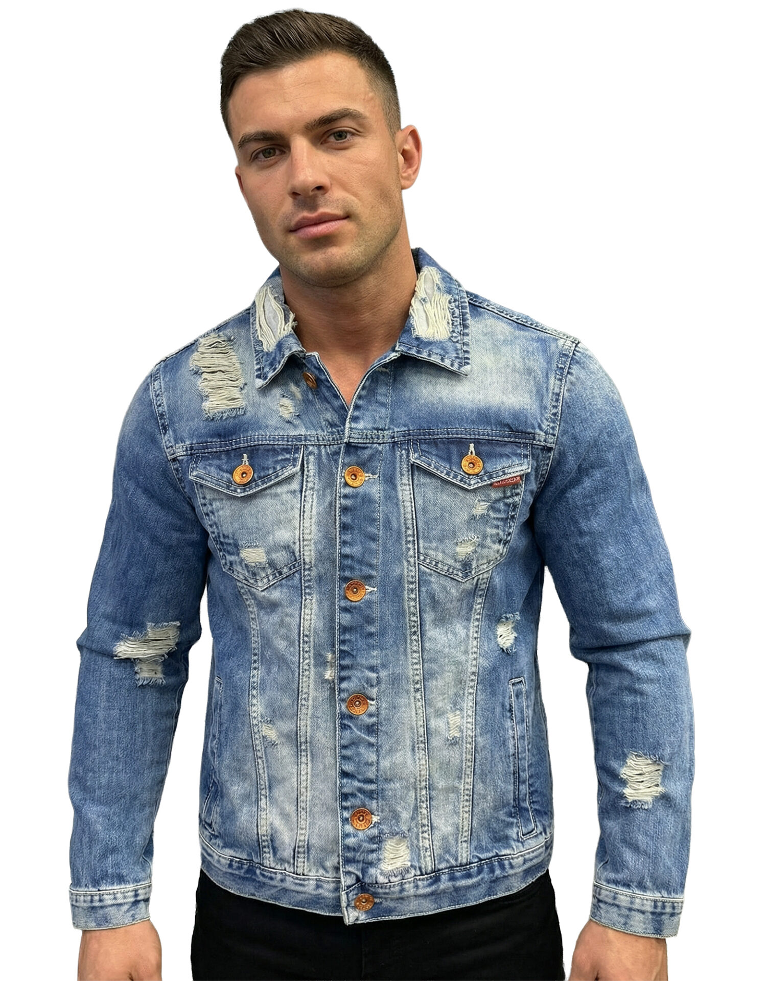 Kurtka Cipo Baxx Jeans Katana Przecierana Dziury - obrazek 3