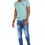 T-shirt Cipo Baxx Męski Koszulka Mazany Elegance Blue CT490 - obrazek 5
