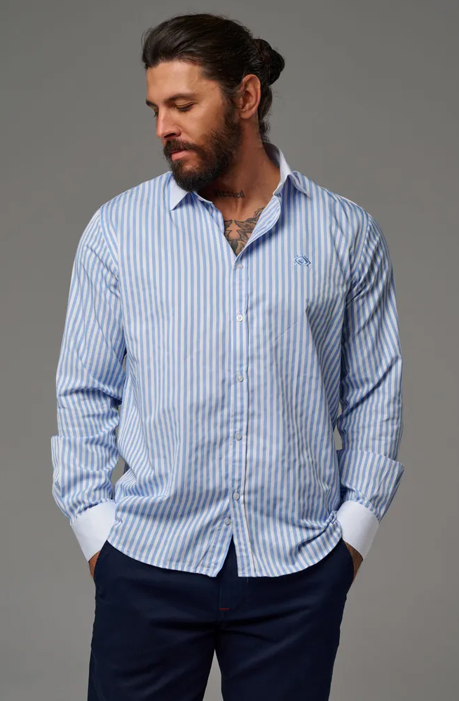 Koszula Cipo Baxx Casual Codzienna Regular Premium ch192 Blue - obrazek 4