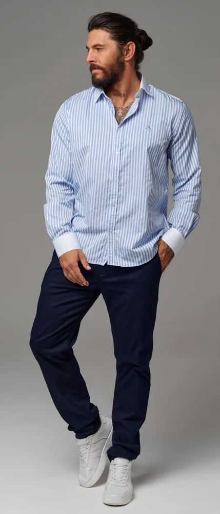 Koszula Cipo Baxx Casual Codzienna Regular Premium ch192 Blue - obrazek 5