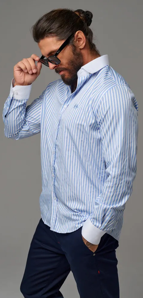 Koszula Cipo Baxx Casual Codzienna Regular Premium ch192 Blue - obrazek 10