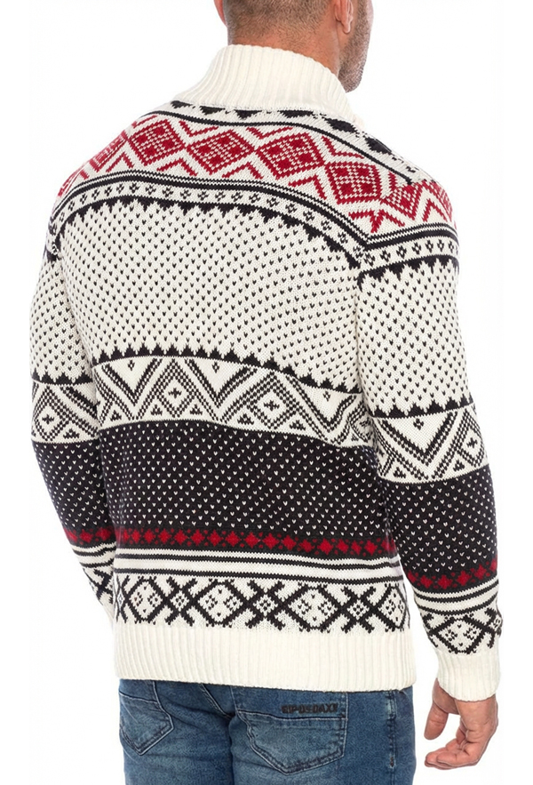 Rozpinany Sweter Cipo Baxx Golf Wzór Norweski Świąteczny Premium CP232 - obrazek 4