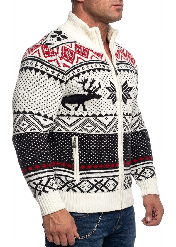 Rozpinany Sweter Cipo Baxx Golf Wzór Norweski Świąteczny Premium CP232 - obrazek 5