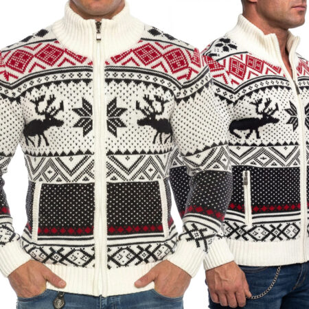 Rozpinany Sweter Cipo Baxx Golf Wzór Norweski Świąteczny Premium CP232