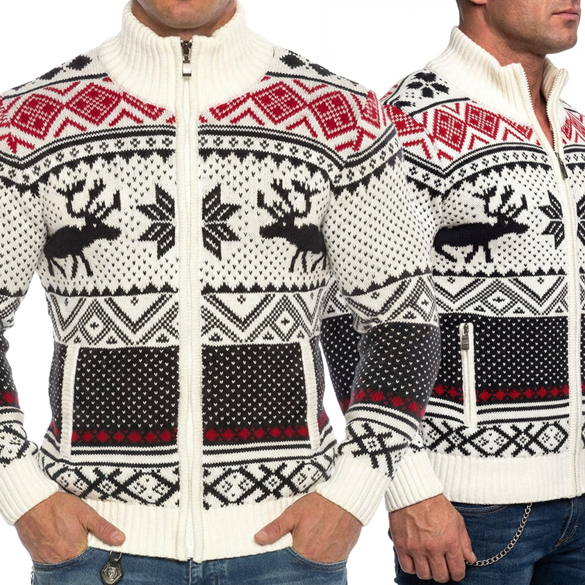 Rozpinany Sweter Cipo Baxx Golf Wzór Norweski Świąteczny Premium CP232