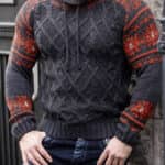 Sweter Carisma Wzór Norweski Golf Męski Stójka Antracyt 7086 - obrazek 4