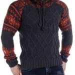 Sweter Carisma Wzór Norweski Golf Męski Stójka Antracyt 7086 - obrazek 5