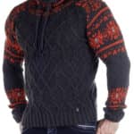 Sweter Carisma Wzór Norweski Golf Męski Stójka Antracyt 7086 - obrazek 6