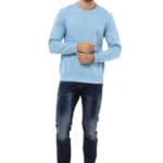 Ciepła Bluza Męska Cipo Baxx Klasyczna Elegance Premium Bawełna blue cl558 - obrazek 6