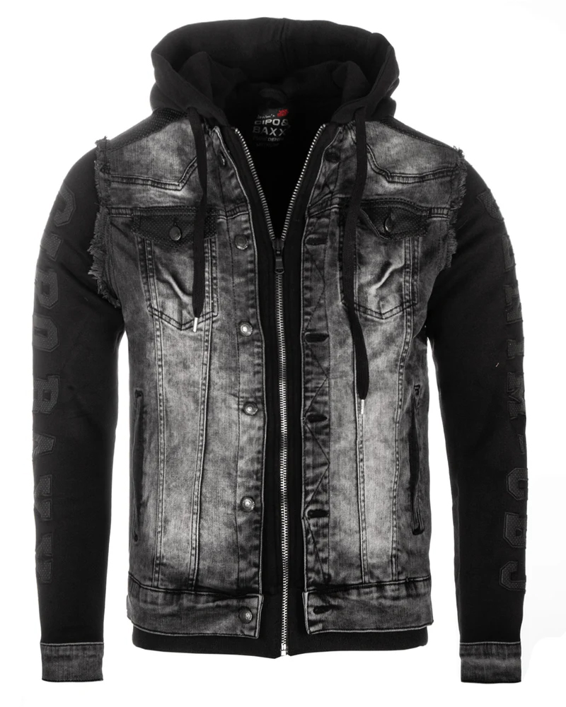 Kurtka Cipo Baxx Bluza + Jeans Kaptur Jeansowa Męska Katana CJ155 - obrazek 4