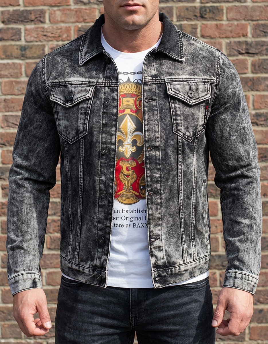 Kurtka Męska Cipo Baxx Jeansowa Katana Przecierana Jeans Klasyka z Odpinanym Kapturem CJ301 - obrazek 3