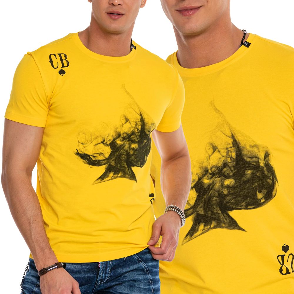 T-shirt Cipo Baxx Męski Koszulka Flame Nadruk ct645 yellow