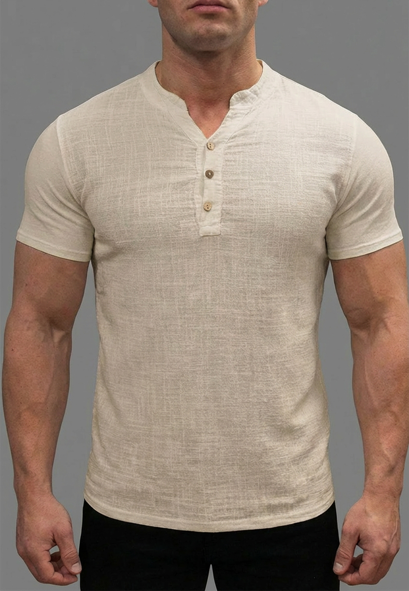 Koszula Męska Bawełniana Casual Przewiewna FR Paris 13915 Beige - obrazek 2