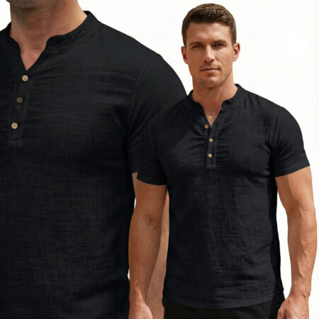 Koszula Męska Bawełniana Casual Przewiewna FR Paris 13915 Black