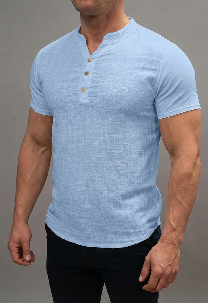 Koszula Męska Bawełniana Casual Przewiewna FR Paris 13915 Blue - obrazek 4