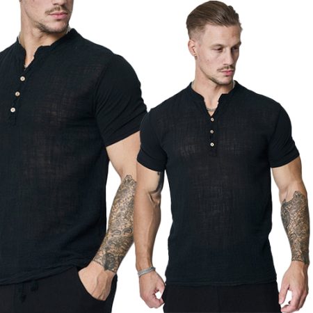 Koszula Męska Bawełniana Casual Przewiewna FR Paris 13915 Black