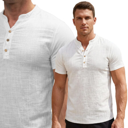 Koszula Męska Bawełniana Casual Przewiewna FR Paris 13915 white