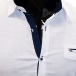 Koszula Elegancka Bawełniana z kołnierzykiem Taliowana Slim Przewiewna white Krótki Rękaw - obrazek 3