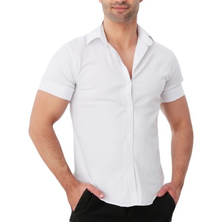 Koszula Elegancka Klasyczna Bawełniana Slim Fit Yves Enzo Paris Taliowana 5301 white