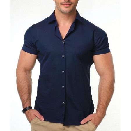 Koszula Elegancka Klasyczna Bawełniana Slim Fit Yves Enzo Paris Taliowana 5301 navy