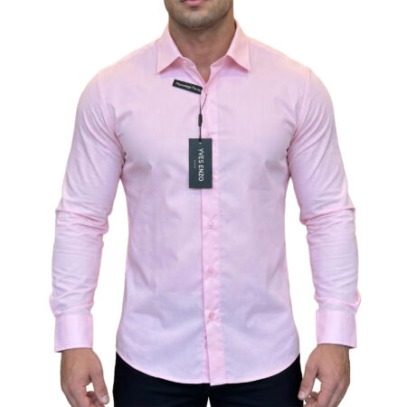 Koszula Elegancka Klasyczna Bawełniana Slim Fit Yves Enzo Paris Taliowana 1009 rose
