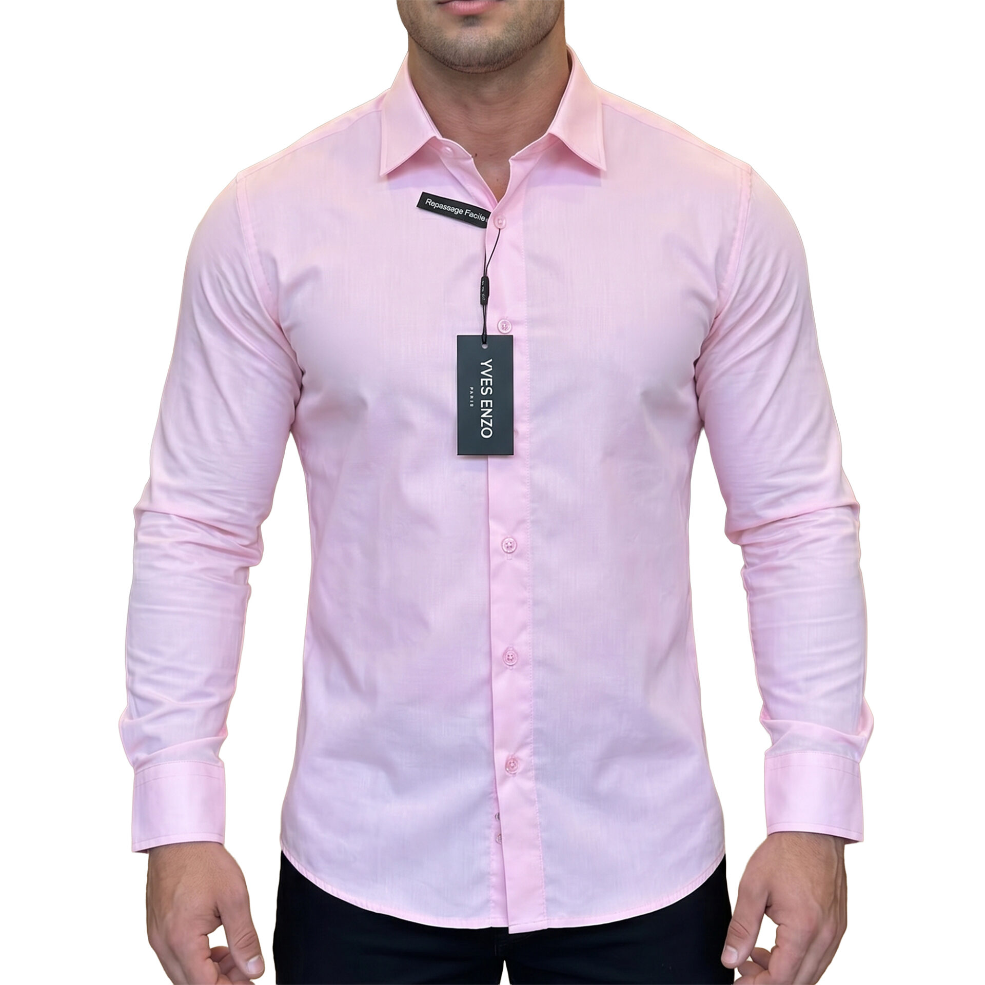 Koszula Elegancka Klasyczna Bawełniana Slim Fit Yves Enzo Paris Taliowana 1009 rose