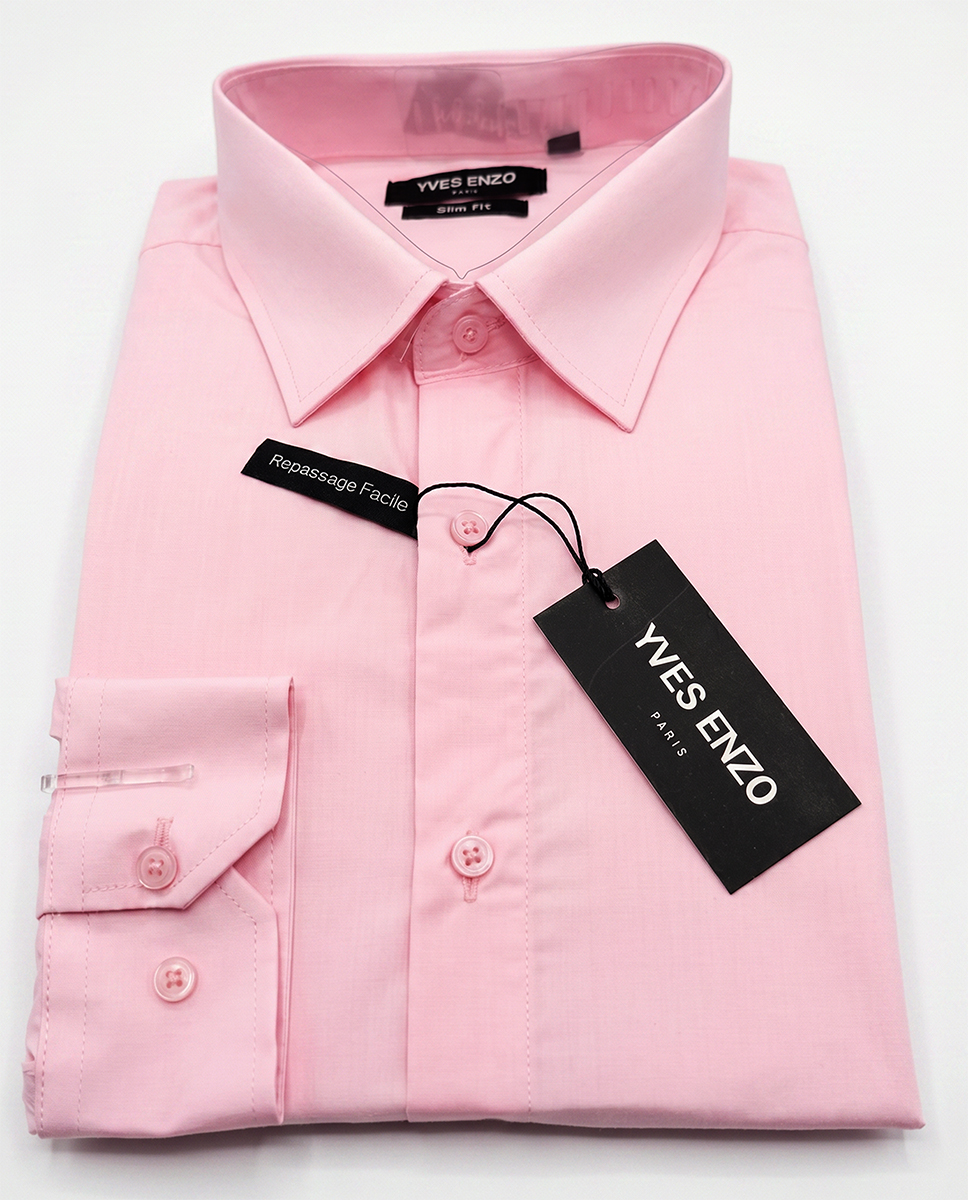 Koszula Elegancka Klasyczna Bawełniana Slim Fit Yves Enzo Paris Taliowana 1009 rose - obrazek 4