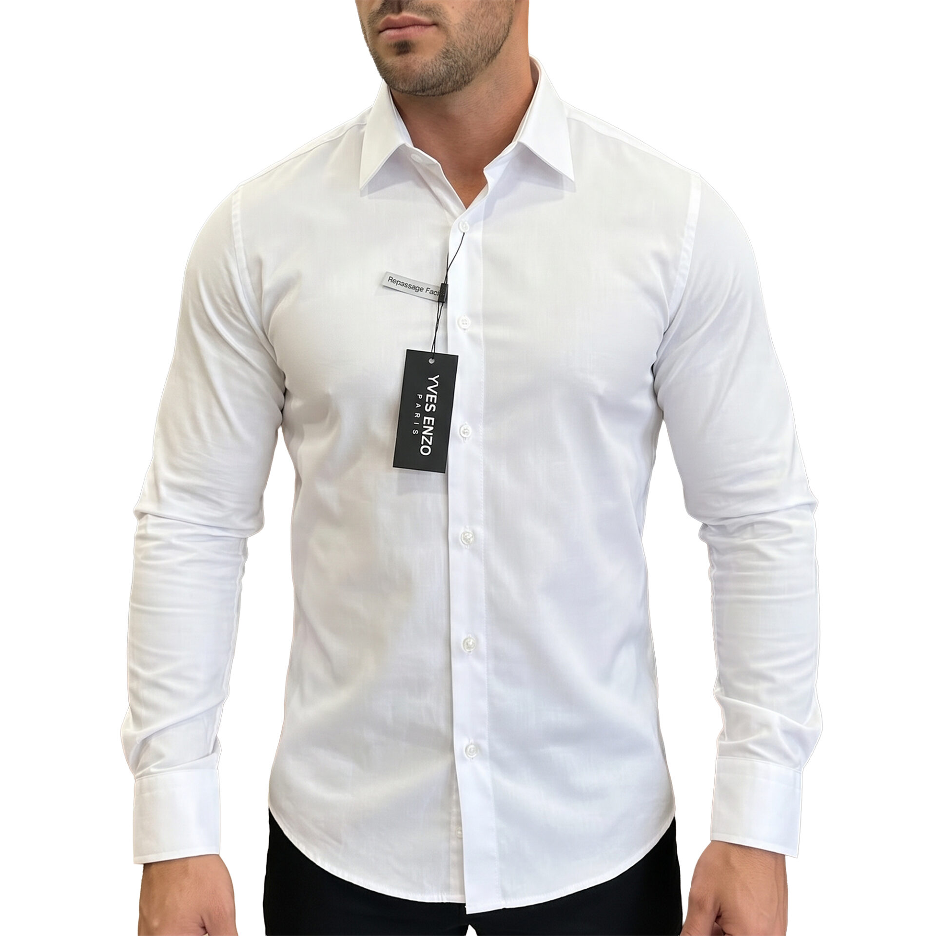 Koszula Elegancka Klasyczna Bawełniana Slim Fit Yves Enzo Paris Taliowana 1009 white