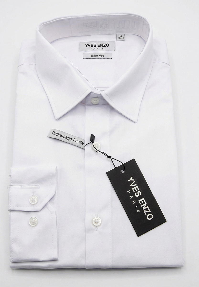 Koszula Elegancka Klasyczna Bawełniana Slim Fit Yves Enzo Paris Taliowana 1009 white - obrazek 4