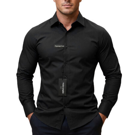 Koszula Elegancka Klasyczna Bawełniana Slim Fit Yves Enzo Paris Taliowana 1009 black