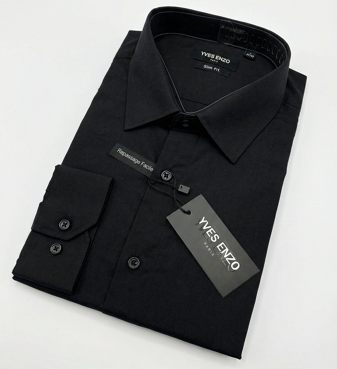 Koszula Elegancka Klasyczna Bawełniana Slim Fit Yves Enzo Paris Taliowana 1009 black - obrazek 4