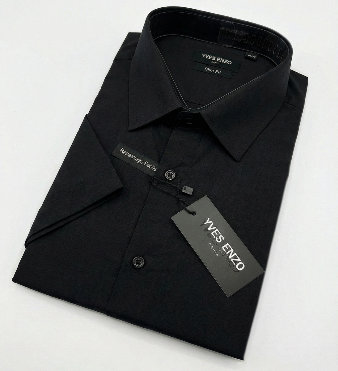 Koszula Elegancka Klasyczna Bawełniana Slim Fit Yves Enzo Paris Taliowana 5301 black - obrazek 4