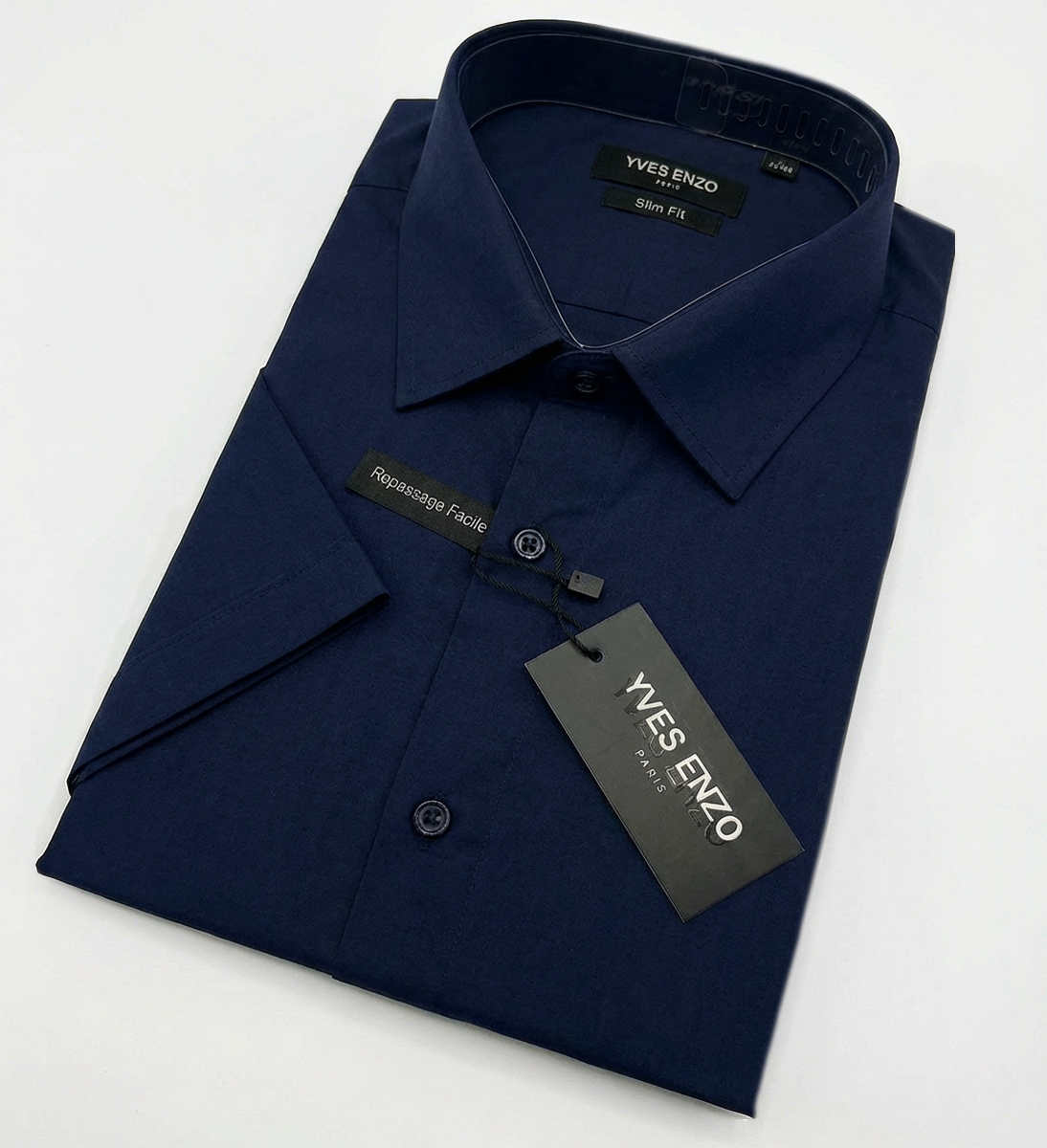 Koszula Elegancka Klasyczna Bawełniana Slim Fit Yves Enzo Paris Taliowana 5301 navy - obrazek 4