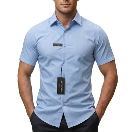 Koszula Elegancka Klasyczna Bawełniana Slim Fit Yves Enzo Paris Taliowana 5301 blue
