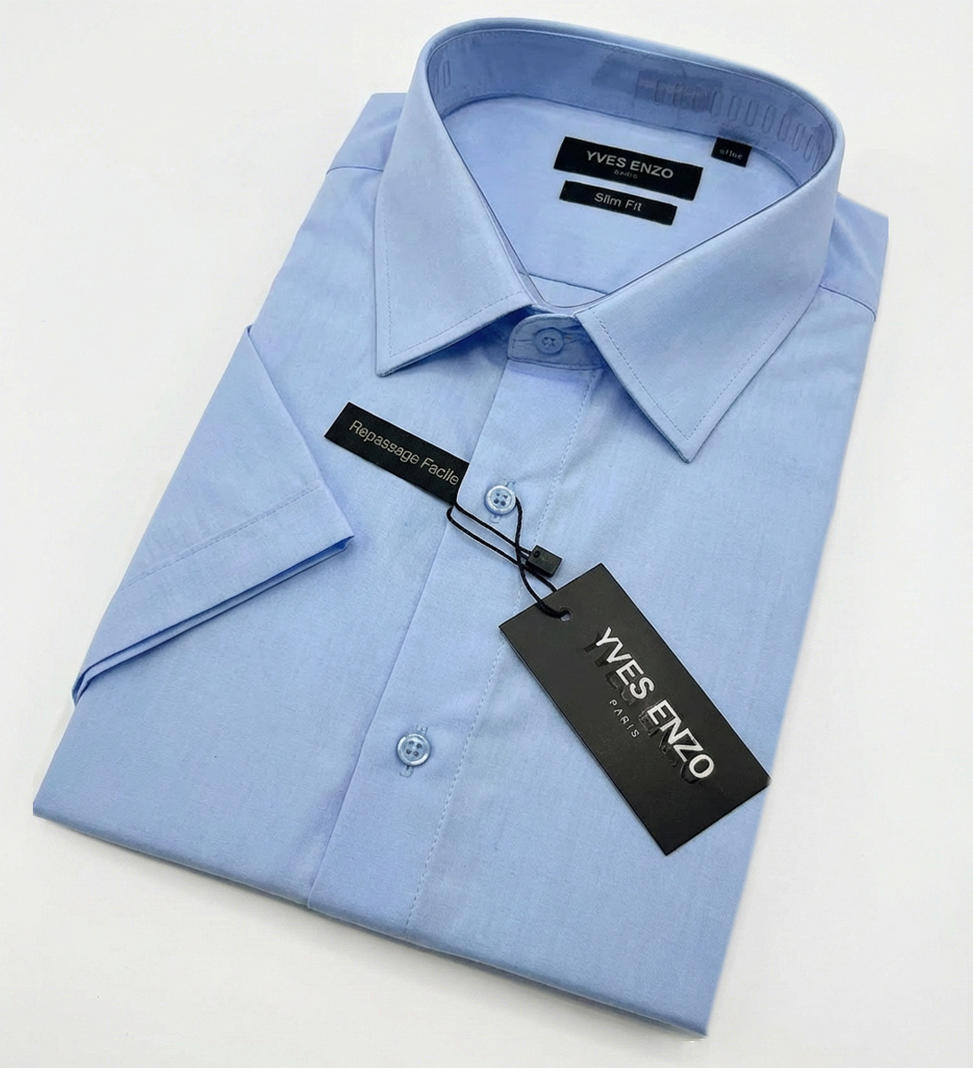 Koszula Elegancka Klasyczna Bawełniana Slim Fit Yves Enzo Paris Taliowana 5301 blue - obrazek 4