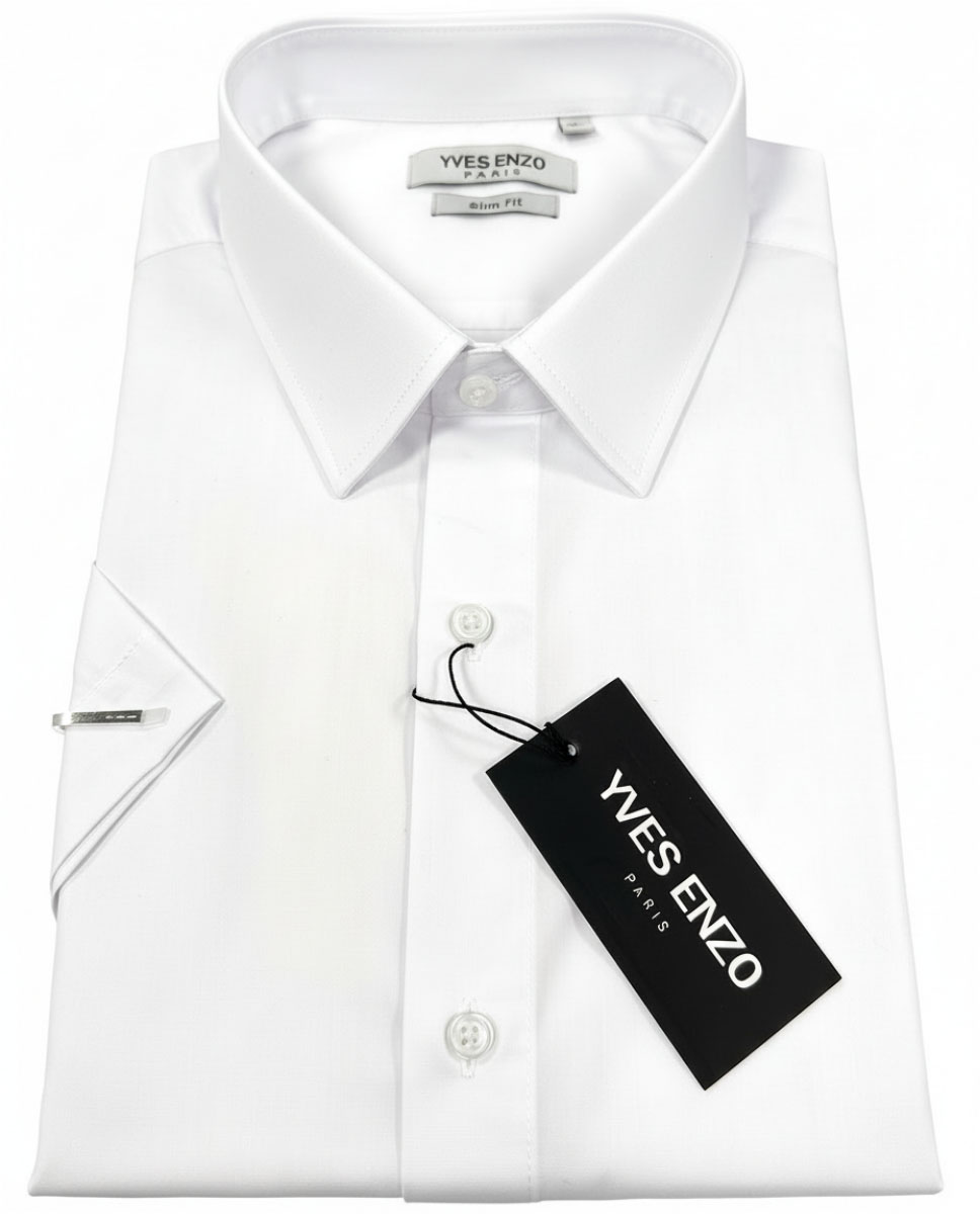Koszula Elegancka Klasyczna Bawełniana Slim Fit Yves Enzo Paris Taliowana 5301 white - obrazek 3