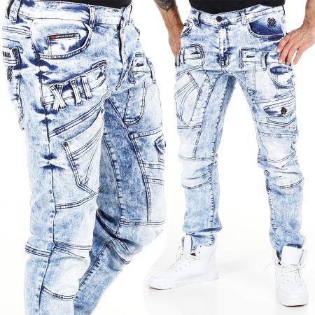Spodnie Cipo Baxx Jeansy Przeszycia Przecierane cd598 light