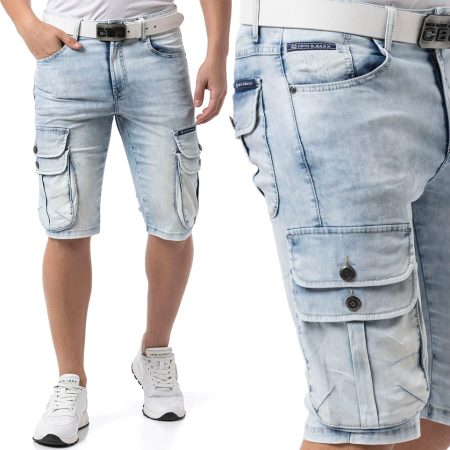 Spodenki Jeansowe Cipo Baxx Jeansy Bojówki Przecierane Elastyczny Materiał ck306