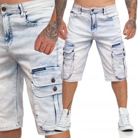 Spodenki Jeansowe Cipo Baxx Jeansy Bojówki Przecierane Elastyczny Materiał ck306