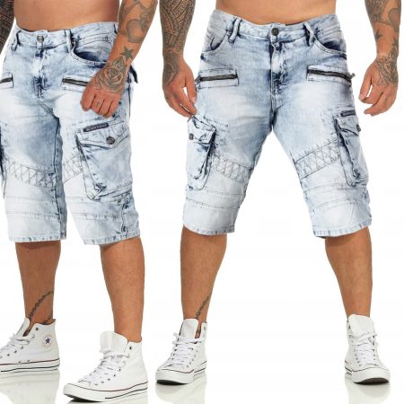 Spodenki Jeansowe Cipo Baxx Jeansy Bojówki Zamki Przecierane CK196