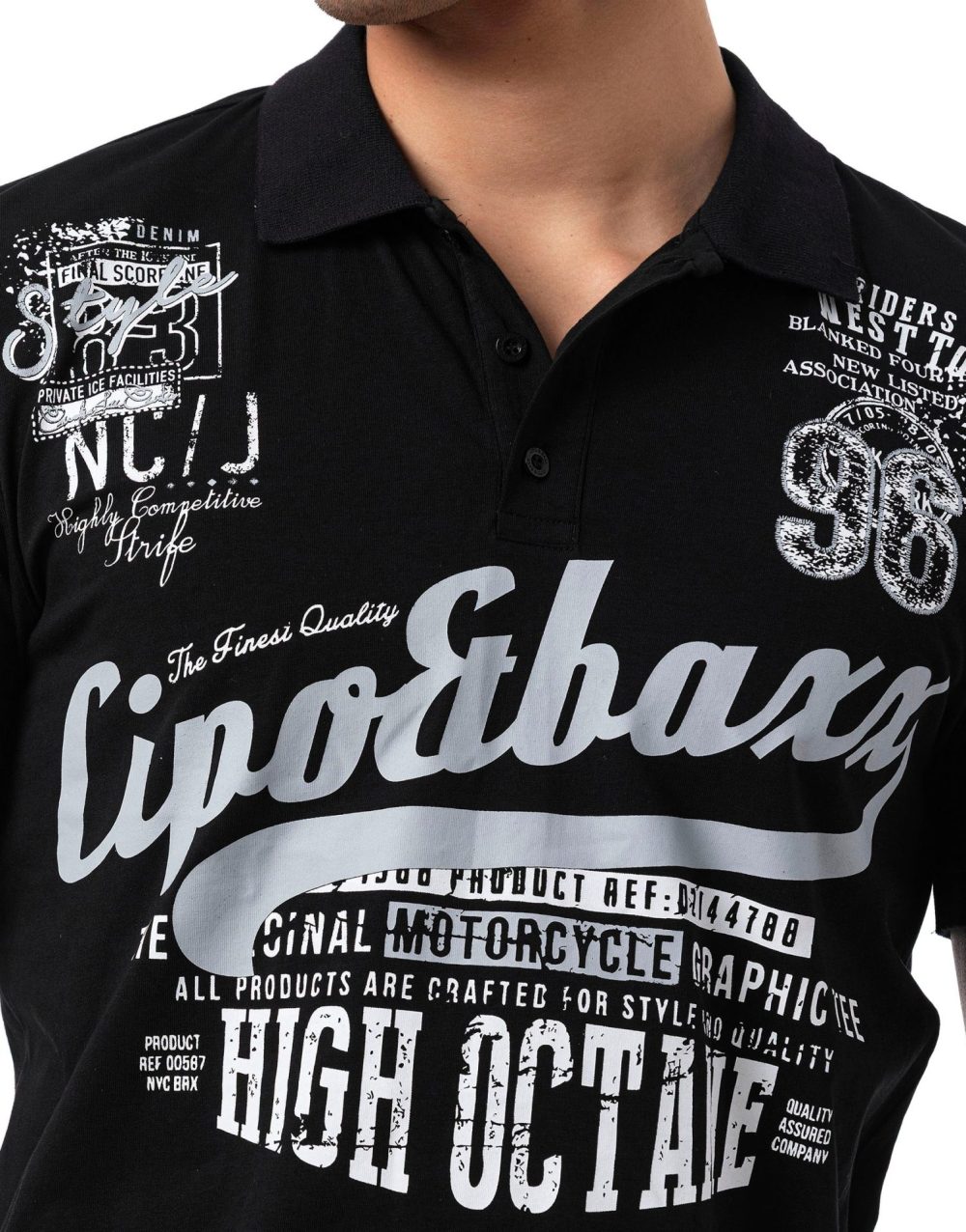 T-shirt Polo Koszulka Cipo Baxx Elastyczna Regular Fit CT794 black - obrazek 4